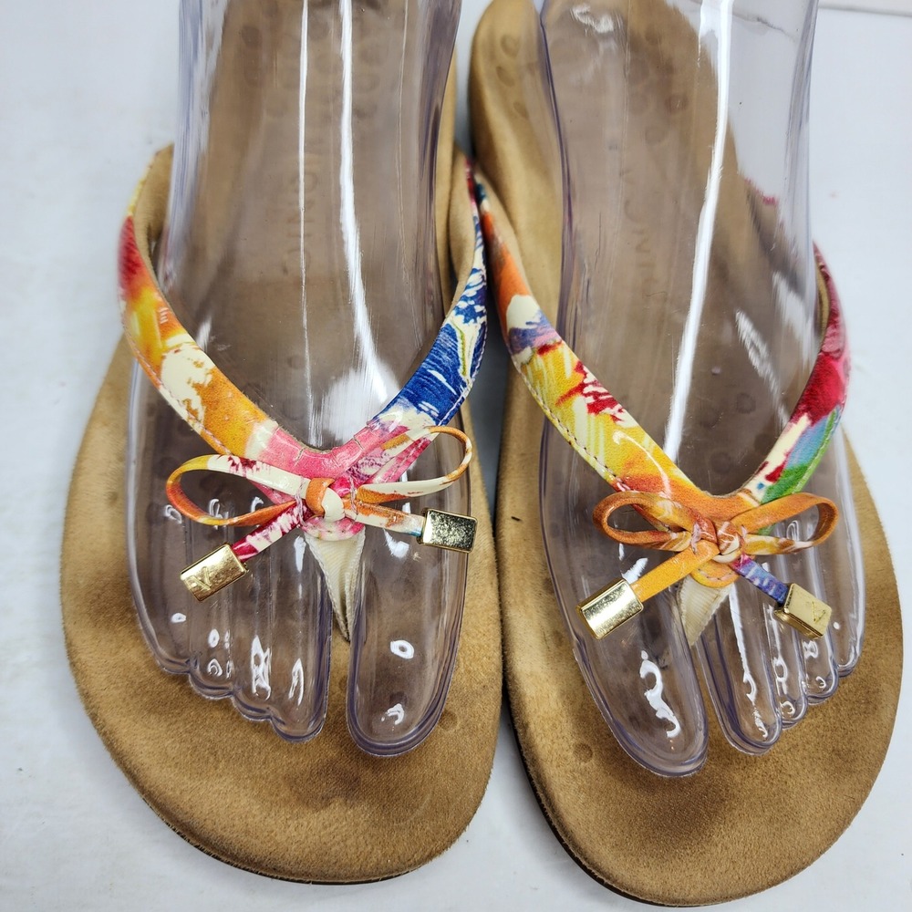 Vionic Bella II Sandal Womens 8 Multi Color Floral Orthotic‎ Bow Flip Flop Thong - Picture 2 of 9